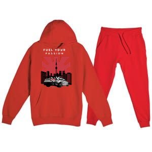 Cars Racing Automotive Lovers Retro Japan Auto Drifting Race Great Gift Premium Hooded Sweatsuit Set