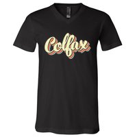 Colfax Retro Art Baseball Font Vintage V-Neck T-Shirt