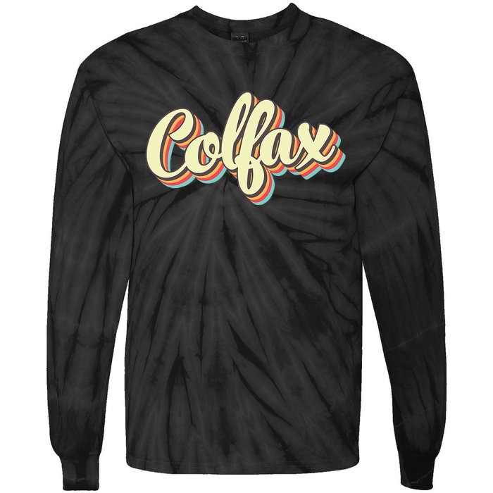 Colfax Retro Art Baseball Font Vintage Tie-Dye Long Sleeve Shirt