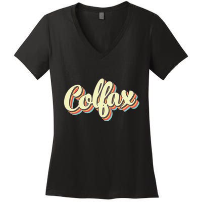 Colfax Retro Art Baseball Font Vintage Women's V-Neck T-Shirt