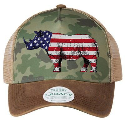 Cool Rhino Art For Rhinoceros 4th Of July USA Flag Legacy Tie Dye Trucker Hat