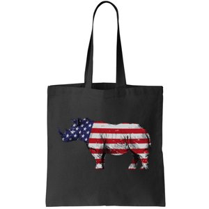 Cool Rhino Art For Rhinoceros 4th Of July USA Flag Tote Bag