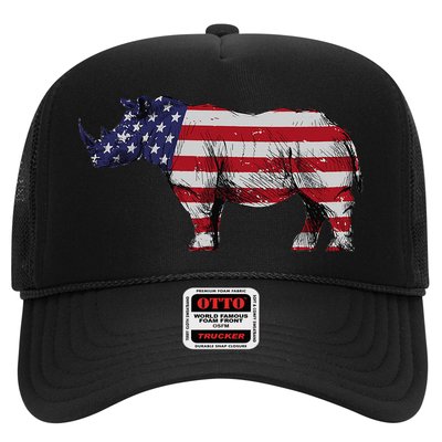 Cool Rhino Art For Rhinoceros 4th Of July USA Flag Trucker Hat