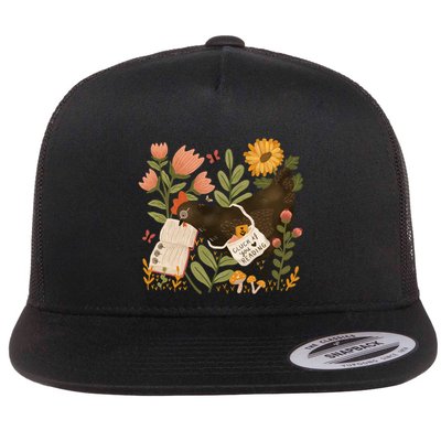 Chicken Reading A Book Flat Bill Trucker Hat
