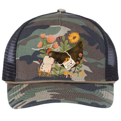 Chicken Reading A Book Retro Rope Trucker Hat Cap