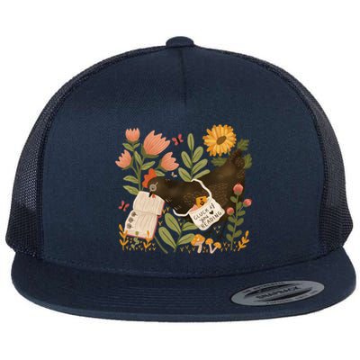 Chicken Reading A Book Flat Bill Trucker Hat