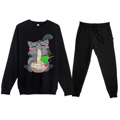 Cat Ra Anime Kawaii Neko Gift Premium Crewneck Sweatsuit Set