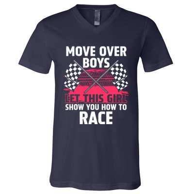 Car Racing Art Race Track Race Car Driver V-Neck T-Shirt