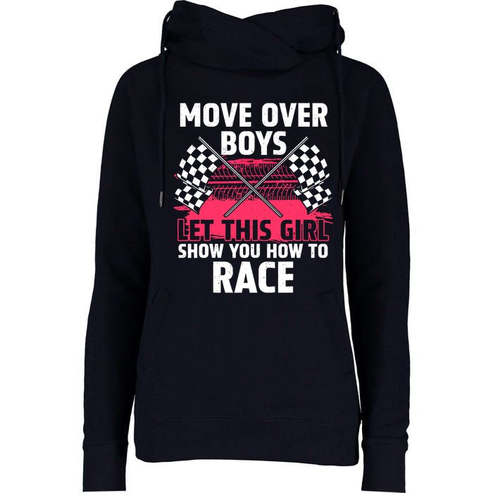 Car Racing Art Race Track Race Car Driver Womens Funnel Neck Pullover Hood