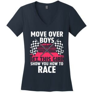 Car Racing Art Race Track Race Car Driver Women's V-Neck T-Shirt