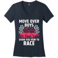 Car Racing Art Race Track Race Car Driver Women's V-Neck T-Shirt