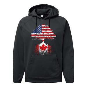 Canadian Roots American Grown Canada Flag Performance Fleece Hoodie