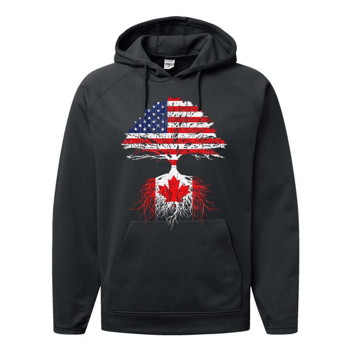 Canadian Roots American Grown Canada Flag Performance Fleece Hoodie