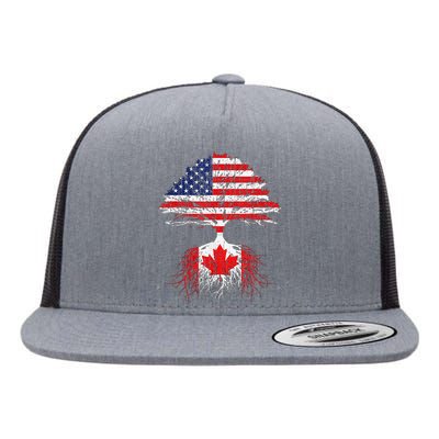 Canadian Roots American Grown Canada Flag Flat Bill Trucker Hat