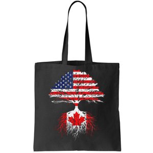 Canadian Roots American Grown Canada Flag Tote Bag