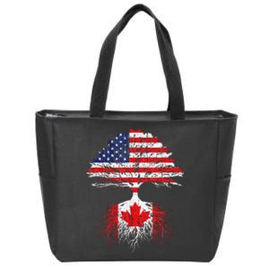 Canadian Roots American Grown Canada Flag Zip Tote Bag