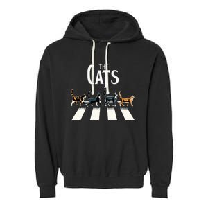 Cat Rock And Roll Music Garment-Dyed Fleece Hoodie