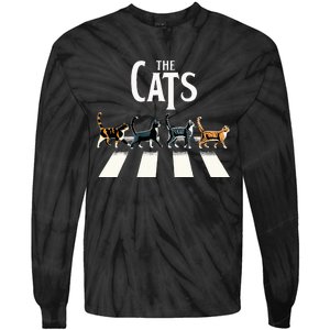 Cat Rock And Roll Music Tie-Dye Long Sleeve Shirt