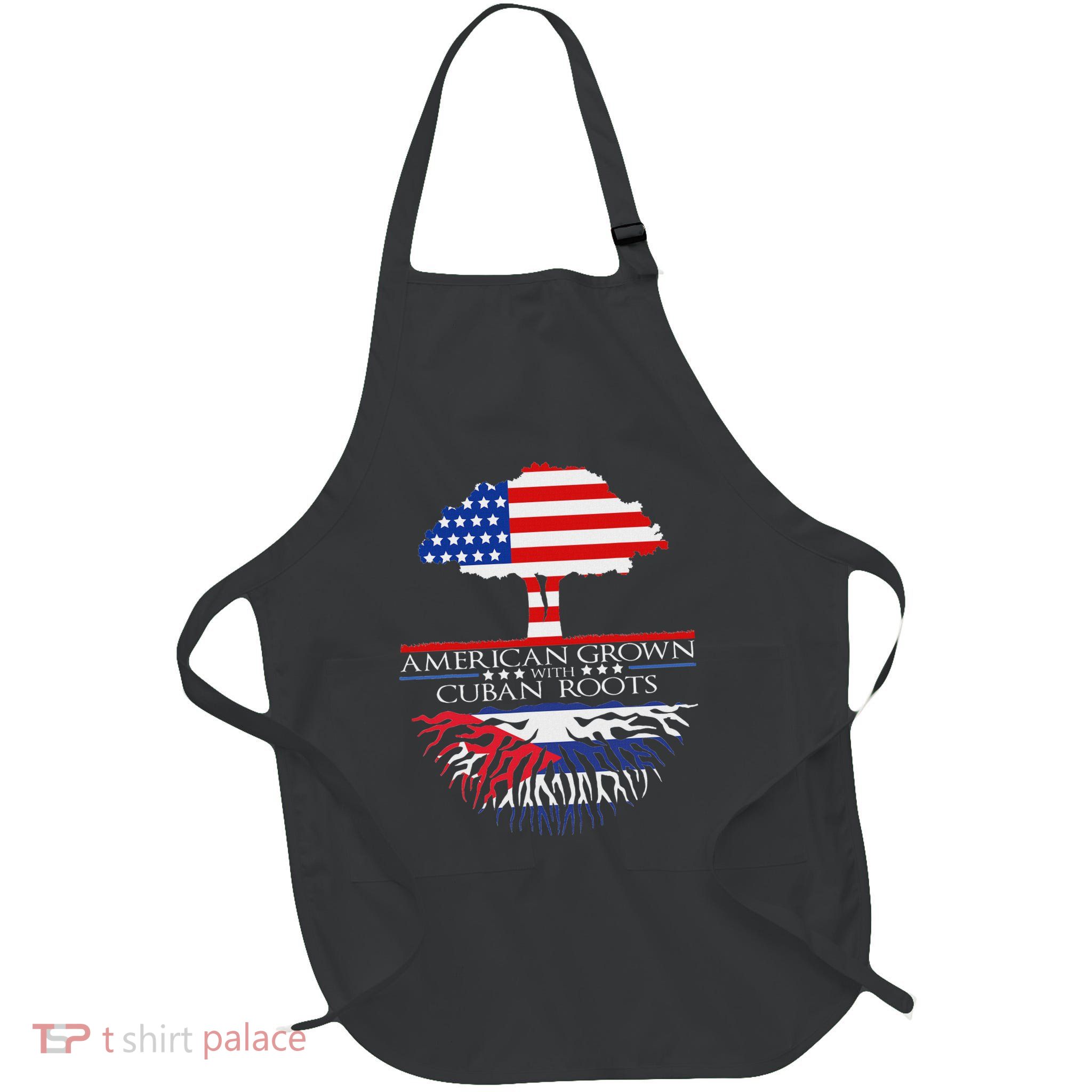 Cuban Roots American Grown Born Tree Flag Usa Cuba Pride Apron