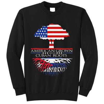 Cuban Roots American Grown Born Tree Flag Usa Cuba Pride Sweatshirt