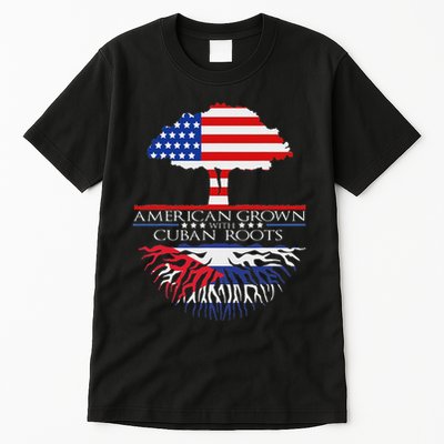 Cuban Roots American Grown Born Tree Flag Usa Cuba Pride Tall T-Shirt