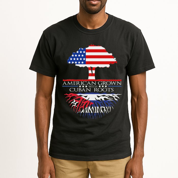 Cuban Roots American Grown Born Tree Flag Usa Cuba Pride Tall T-Shirt