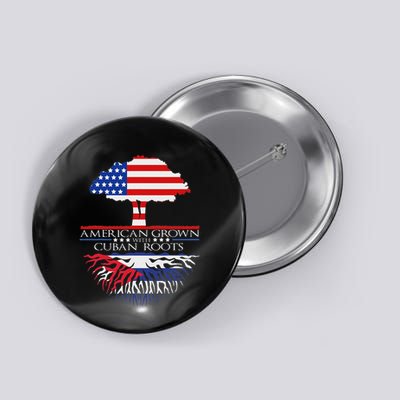 Cuban Roots American Grown Born Tree Flag Usa Cuba Pride Button