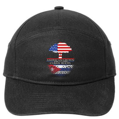 Cuban Roots American Grown Born Tree Flag Usa Cuba Pride 7-Panel Snapback Hat