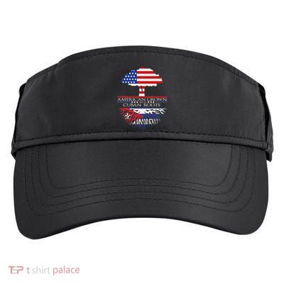 Cuban Roots American Grown Born Tree Flag Usa Cuba Pride Adult Drive Performance Visor