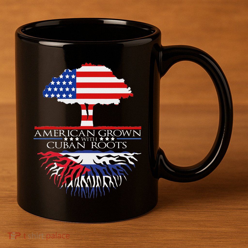 Cuban Roots American Grown Born Tree Flag Usa Cuba Pride 11oz C Handle Ceramic Mug