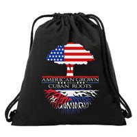 Cuban Roots American Grown Born Tree Flag Usa Cuba Pride Drawstring Bag