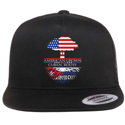 Cuban Roots American Grown Born Tree Flag Usa Cuba Pride Flatbill Hat