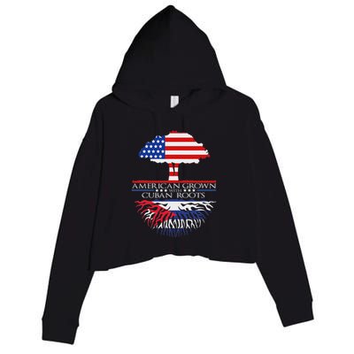 Cuban Roots American Grown Born Tree Flag Usa Cuba Pride Crop Fleece Hoodie