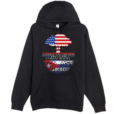 Cuban Roots American Grown Born Tree Flag Usa Cuba Pride Premium Pullover Hoodie
