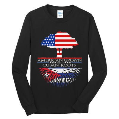 Cuban Roots American Grown Born Tree Flag Usa Cuba Pride Tall Long Sleeve T-Shirt