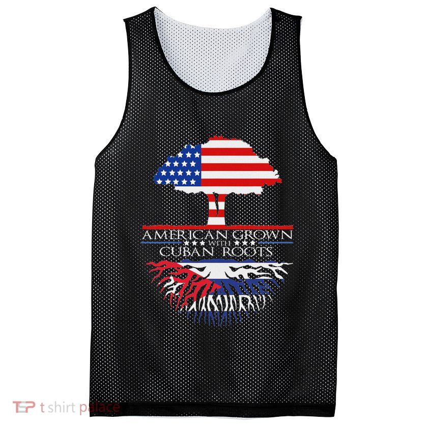 Cuban Roots American Grown Born Tree Flag Usa Cuba Pride Mesh Reversible Basketball Jersey Tank