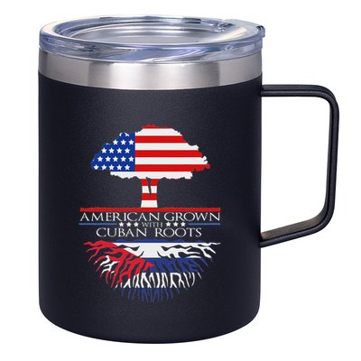 Cuban Roots American Grown Born Tree Flag Usa Cuba Pride 12oz Stainless Steel Coffee Mug
