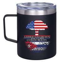 Cuban Roots American Grown Born Tree Flag Usa Cuba Pride 12oz Stainless Steel Coffee Mug