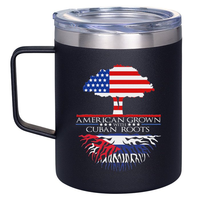 Cuban Roots American Grown Born Tree Flag Usa Cuba Pride 12oz Stainless Steel Coffee Mug