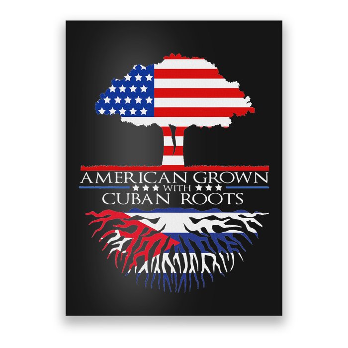 Cuban Roots American Grown Born Tree Flag Usa Cuba Pride Poster