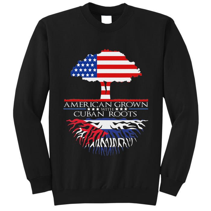 Cuban Roots American Grown Born Tree Flag Usa Cuba Pride Tall Sweatshirt