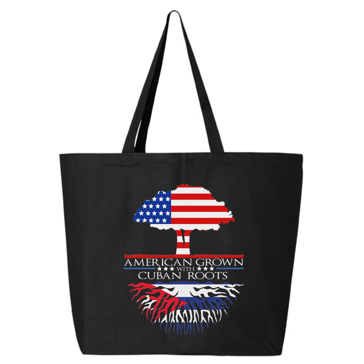 Cuban Roots American Grown Born Tree Flag Usa Cuba Pride 25L Jumbo Tote