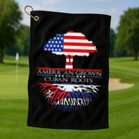 Cuban Roots American Grown Born Tree Flag Usa Cuba Pride Golf Towel