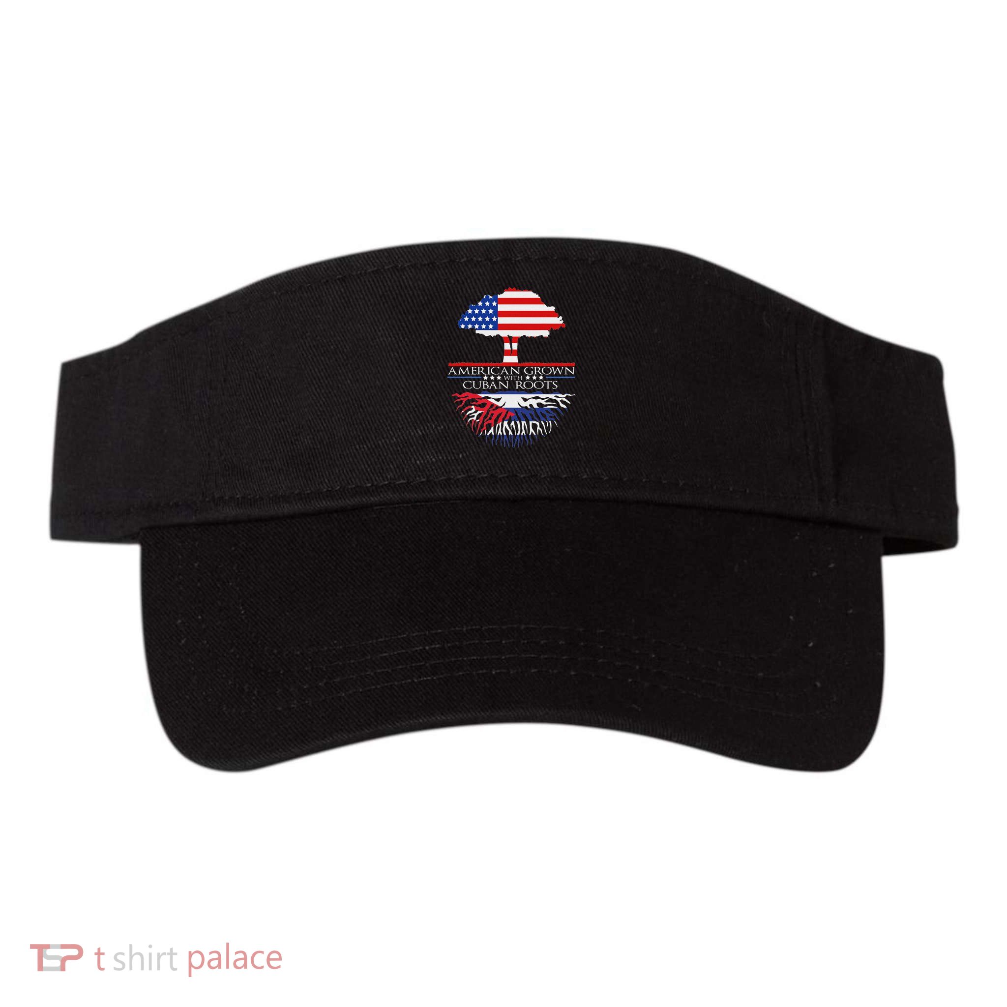 Cuban Roots American Grown Born Tree Flag Usa Cuba Pride Visor