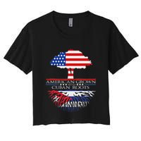 Cuban Roots American Grown Born Tree Flag Usa Cuba Pride Women's Crop Top Tee