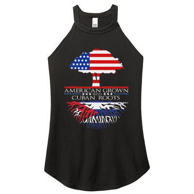 Cuban Roots American Grown Born Tree Flag Usa Cuba Pride Women's Perfect Tri Rocker Tank