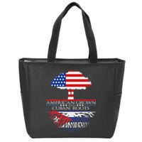 Cuban Roots American Grown Born Tree Flag Usa Cuba Pride Zip Tote Bag