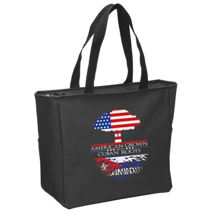 Cuban Roots American Grown Born Tree Flag Usa Cuba Pride Zip Tote Bag