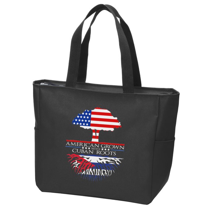 Cuban Roots American Grown Born Tree Flag Usa Cuba Pride Zip Tote Bag