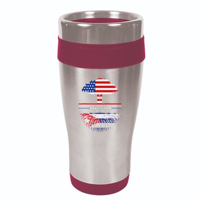 Cuban Roots American Grown Born Tree Flag Usa Cuba Pride 16oz Travel Tumbler